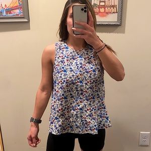 Mango Casual Sleeveless Ruffle Hem Floral Top